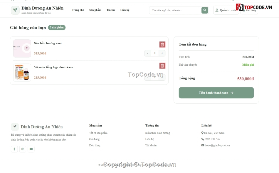 Web ẩm thực,bán thực phẩm,bán thực phẩm dinh dưỡng